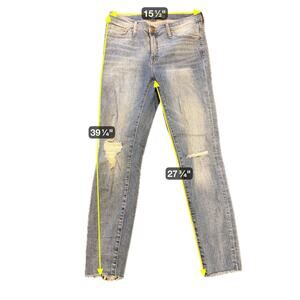 Madewell Perfect Vintage Straight Jeans Mid Rise Distressed Raw Hem Size 29